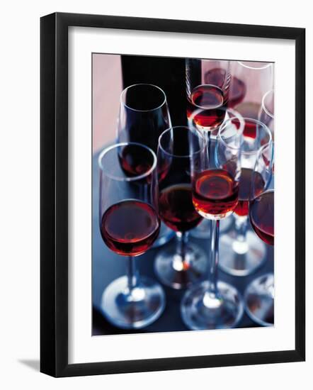 Red Wine in Several Glasses-Steve Baxter-Framed Photographic Print