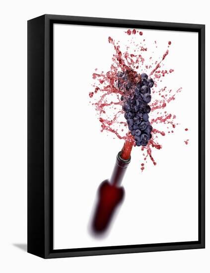 Red Wine Splashing Out of Bottle-Kröger & Gross-Framed Stretched Canvas