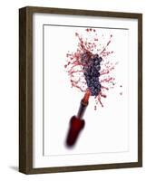 Red Wine Splashing Out of Bottle-Kröger & Gross-Framed Photographic Print