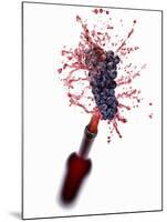 Red Wine Splashing Out of Bottle-Kröger & Gross-Mounted Photographic Print