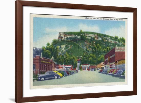 Red Wing, Minnesota - Main Street View of Mt. La Grange-Lantern Press-Framed Art Print