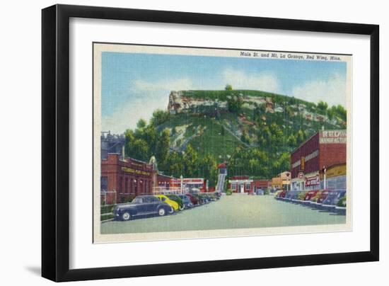 Red Wing, Minnesota - Main Street View of Mt. La Grange-Lantern Press-Framed Art Print