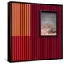 Red with a touch of sky-Luc Vangindertael (laGrange)-Framed Stretched Canvas