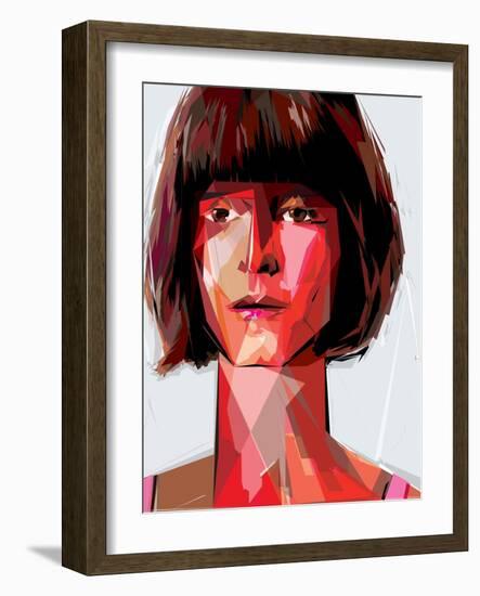Red Woman-Enrico Varrasso-Framed Art Print