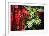 Red Wooden Buddhist Good Luck Charms and Tropical Vegetation, Hangzhou, Zhejiang, China-Andreas Brandl-Framed Photographic Print