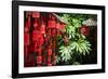 Red Wooden Buddhist Good Luck Charms and Tropical Vegetation, Hangzhou, Zhejiang, China-Andreas Brandl-Framed Photographic Print