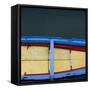 Red, Yellow and Blue Boat-Mike Burton-Framed Stretched Canvas