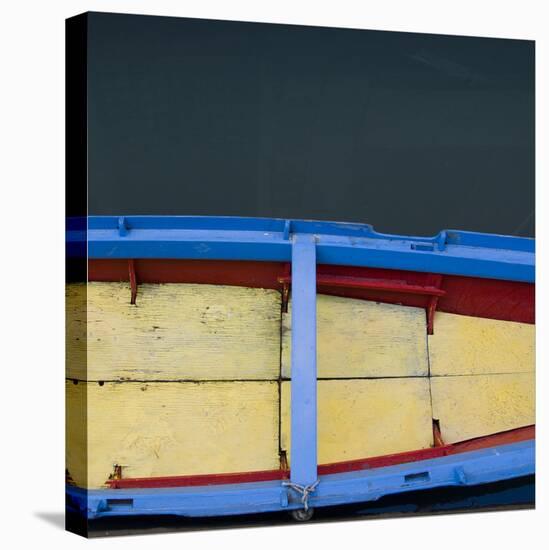 Red, Yellow and Blue Boat-Mike Burton-Stretched Canvas