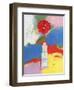 Red Zinnia in Square Bottle-Peggy Brown-Framed Giclee Print