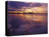 Redcar Beach at Sunset with Steelworks in the Background, Redcar, Cleveland, England-Gary Cook-Stretched Canvas