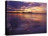 Redcar Beach at Sunset with Steelworks in the Background, Redcar, Cleveland, England-Gary Cook-Stretched Canvas