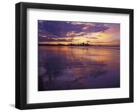 Redcar Beach at Sunset with Steelworks in the Background, Redcar, Cleveland, England-Gary Cook-Framed Photographic Print