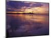 Redcar Beach at Sunset with Steelworks in the Background, Redcar, Cleveland, England-Gary Cook-Mounted Photographic Print