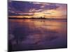 Redcar Beach at Sunset with Steelworks in the Background, Redcar, Cleveland, England-Gary Cook-Mounted Photographic Print