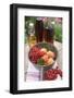 Redcurrants and Apricots in Pan in Front of Bottles of Juice-Eising Studio - Food Photo and Video-Framed Photographic Print