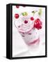 Redcurrants Falling into a Layered Yogurt Dessert-Daniel Reiter-Framed Stretched Canvas