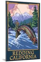 Redding, California - Fly Fisherman-Lantern Press-Mounted Art Print