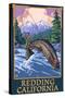 Redding, California - Fly Fisherman-Lantern Press-Stretched Canvas