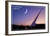 Redding, California - Sundial Bridge and Moon - Lantern Press-Lantern Press-Framed Art Print