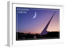 Redding, California - Sundial Bridge and Moon - Lantern Press-Lantern Press-Framed Art Print