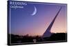 Redding, California - Sundial Bridge and Moon - Lantern Press-Lantern Press-Stretched Canvas