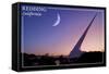 Redding, California - Sundial Bridge and Moon - Lantern Press-Lantern Press-Framed Stretched Canvas