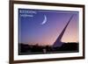 Redding, California - Sundial Bridge and Moon - Lantern Press-Lantern Press-Framed Premium Giclee Print