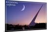 Redding, California - Sundial Bridge and Moon - Lantern Press-Lantern Press-Mounted Premium Giclee Print