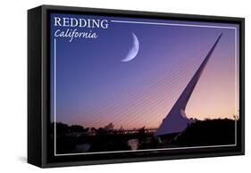 Redding, California - Sundial Bridge and Moon - Lantern Press-Lantern Press-Framed Stretched Canvas