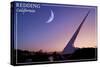 Redding, California - Sundial Bridge and Moon - Lantern Press-Lantern Press-Stretched Canvas