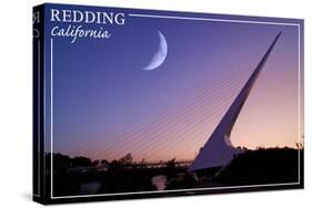 Redding, California - Sundial Bridge and Moon - Lantern Press-Lantern Press-Stretched Canvas