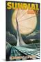 Redding, California - Sundial Bridge and Moon-Lantern Press-Mounted Art Print