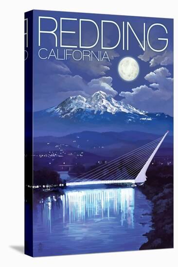 Redding, California - Sundial Bridge at Night-Lantern Press-Stretched Canvas