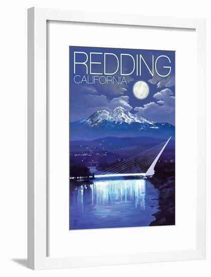 Redding, California - Sundial Bridge at Night-Lantern Press-Framed Art Print