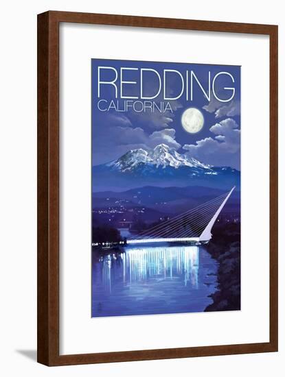 Redding, California - Sundial Bridge at Night-Lantern Press-Framed Art Print