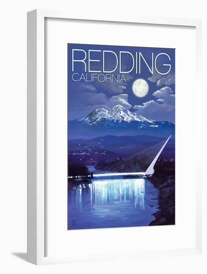 Redding, California - Sundial Bridge at Night-Lantern Press-Framed Art Print