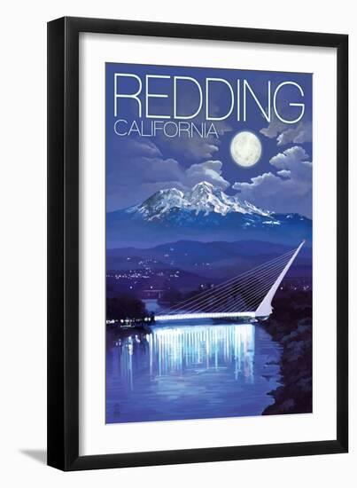 Redding, California - Sundial Bridge at Night-Lantern Press-Framed Art Print