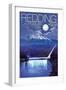 Redding, California - Sundial Bridge at Night-Lantern Press-Framed Art Print