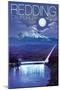 Redding, California - Sundial Bridge at Night-Lantern Press-Mounted Art Print