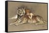 Redhead and Tiger-null-Framed Stretched Canvas