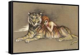 Redhead and Tiger-null-Framed Stretched Canvas