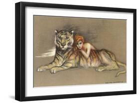 Redhead and Tiger-null-Framed Art Print