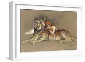 Redhead and Tiger-null-Framed Art Print