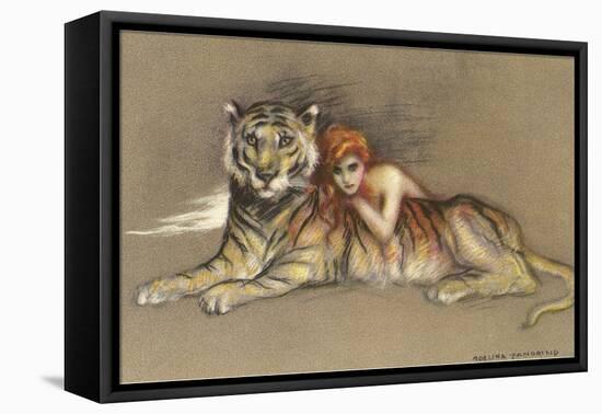 Redhead and Tiger-null-Framed Stretched Canvas