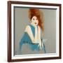 Redhead in Blue Dress with Dragonfly, 2016-Susan Adams-Framed Giclee Print