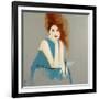 Redhead in Blue Dress with Dragonfly, 2016-Susan Adams-Framed Giclee Print