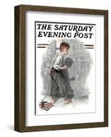 "Redhead Loves Hatti" Saturday Evening Post Cover, September 16,1916-Norman Rockwell-Framed Giclee Print