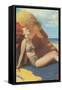 Redhead on Beach in Two-Piece-null-Framed Stretched Canvas