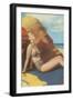 Redhead on Beach in Two-Piece-null-Framed Art Print