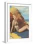 Redhead on Beach in Two-Piece-null-Framed Art Print